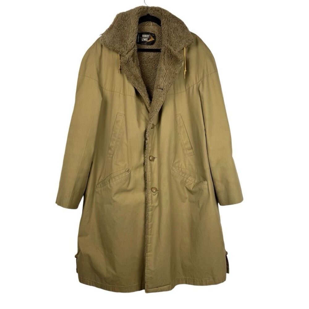 Vintage Robert Lewis Weather Wear‎ Faux Fur Trench Overcoat - Women’s 44